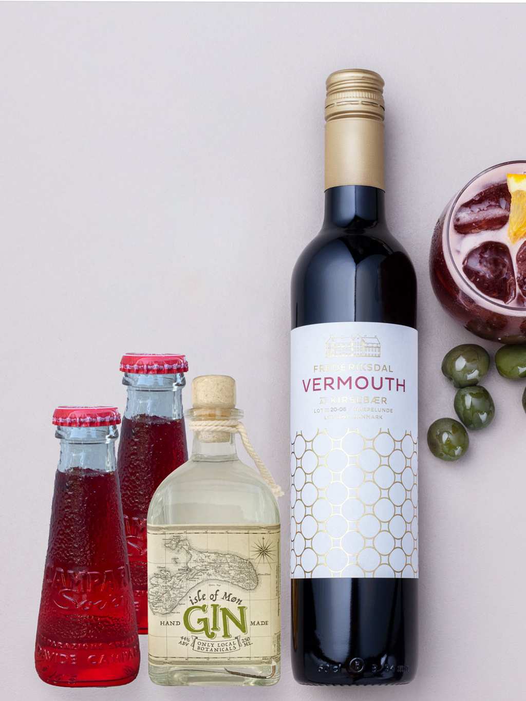 Cocktail-pakke - Vermouth, gin og Campari Soda
